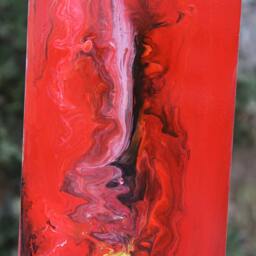 "Modern Abstract Wood Aluminum Artist Sculpture ""Redtower" - thumbnail 3