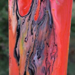 "Modern Abstract Wood Aluminum Artist Sculpture ""Redtower" - thumbnail 2