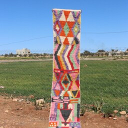 Colorful Berber Wool Runner Rug Handwoven Moroccan Hallway Rug - thumbnail 2
