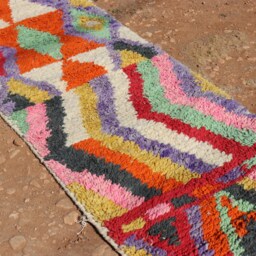 Colorful Berber Wool Runner Rug Handwoven Moroccan Hallway Rug - thumbnail 4