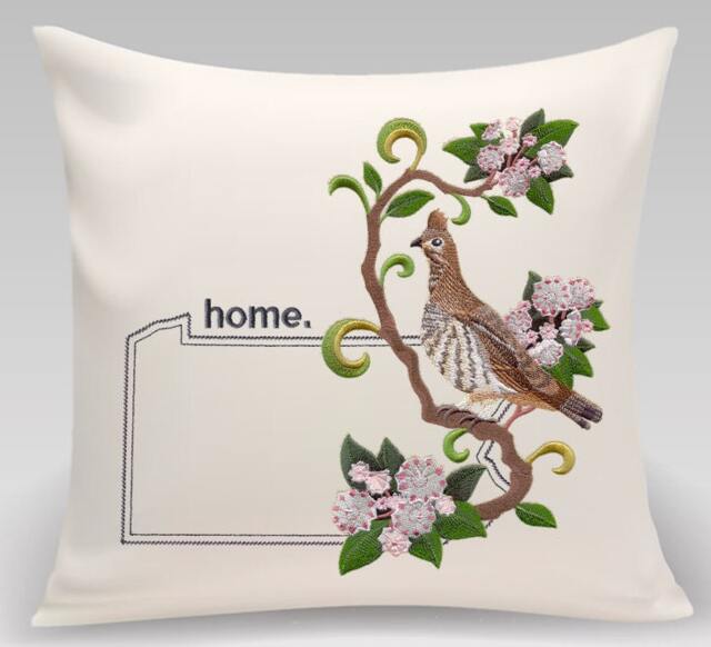 Pennsylvania Ruffed Grouse & Mountain Laurel Medley. Embroidered With Feather Insert - image 1