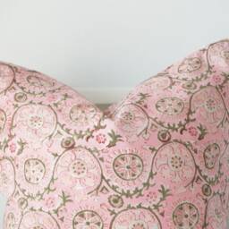 "Block Print Pillow Cover Floral Batik, Natural Dyed - 20"" X 20" - thumbnail 2
