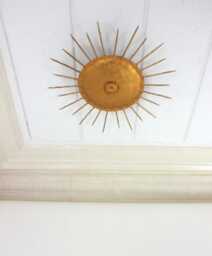 1940S Mid Century Sunburst Flush Mount in Gilt Wrought 3 Light Modern Raw Brass Pendant Sputnik Chandelier - thumbnail 2