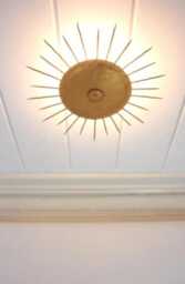 1940S Mid Century Sunburst Flush Mount in Gilt Wrought 3 Light Modern Raw Brass Pendant Sputnik Chandelier - thumbnail 3