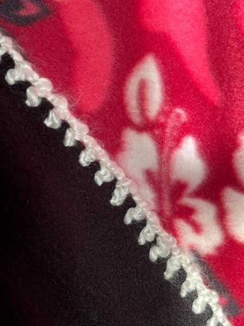 Fleece Blanket Red/White/Black Floral Print - image 1