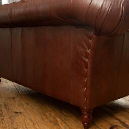 Handmade 2 Seater Vintage Hazel Brown Leather Chesterfield Sofa - thumbnail 4