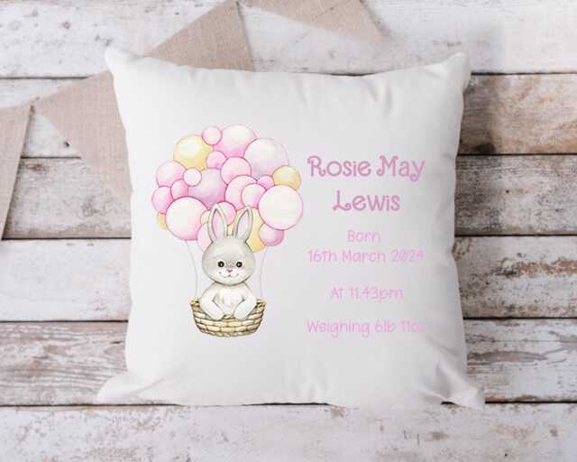 Personalised Baby Girl Birth Stats Cushion Gift, New Keepsake Nursery - image 1