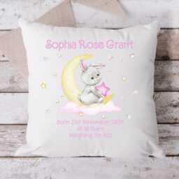 Personalised Baby Girl Birth Stats Cushion Gift, New Keepsake Nursery - thumbnail 2