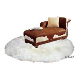 Plush Faux Sheepskin Round Rug - Ivory White, Shag Area - thumbnail 3