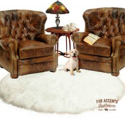 Plush Faux Sheepskin Round Rug - Ivory White, Shag Area