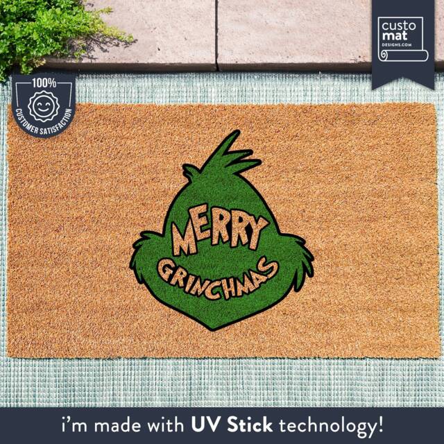 Merry Grinchmas - Holiday Decor Grinch Doormat Funny Housewarming Decorations Rug - image 1