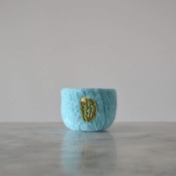 Felted Wool Bowl - Sky Blue Bowl With Cactus Gifts For Gardeners, Nature Lovers, Spring Ring Dish, Air Plant Planter - thumbnail 2