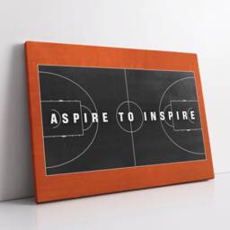 Aspire To Inspire Basketball Court Sport Motivational Inspirational, Framed Canvas Wall Art Poster Print, Home Office & Room Decor, Gift - thumbnail 3