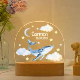 Personalized Night Light Baby, Animal Light, Baby Gift Birth, Birthday For Kids, Christening Gift, Nursery Decor, Bedside Lamp - thumbnail 3