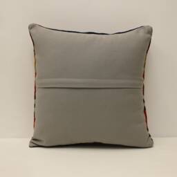 Handwoven Turkish Kilim Pillow, 16x16 Wool Cushion Cover - thumbnail 4
