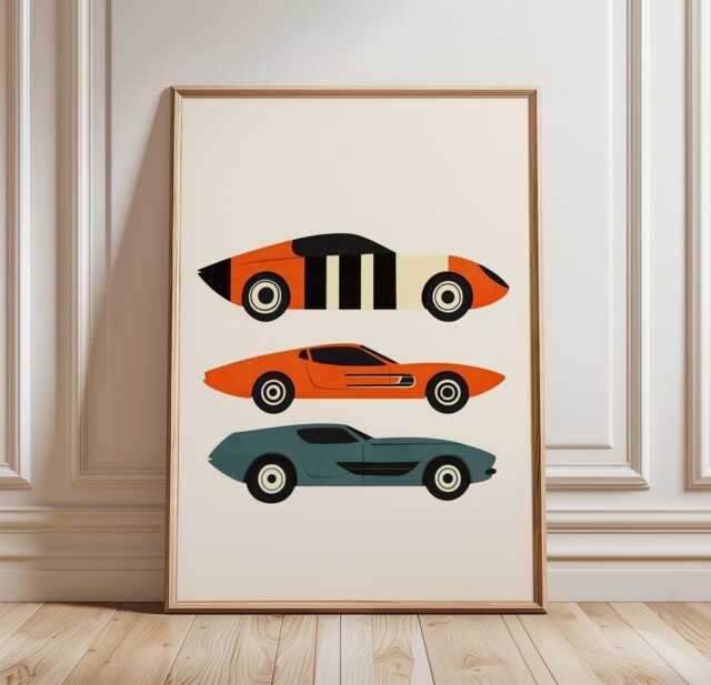Vintage Sports Car Poster, Retro Racing Print, Automotive Wall Art - image 1