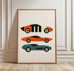 Vintage Sports Car Poster, Retro Racing Print, Automotive Wall Art - thumbnail 1