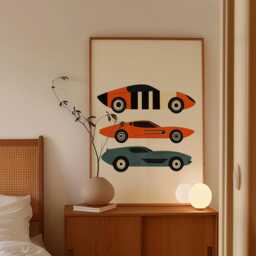 Vintage Sports Car Poster, Retro Racing Print, Automotive Wall Art - thumbnail 2