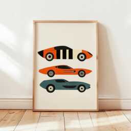 Vintage Sports Car Poster, Retro Racing Print, Automotive Wall Art - thumbnail 4