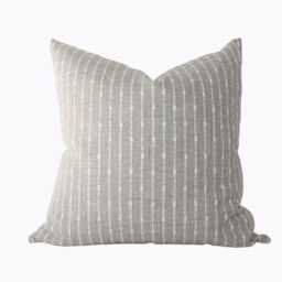 Light Gray & Cream Striped Pillow Cover