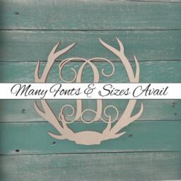 Unfinished Wooden Deer Antler Monogram Letter For Wall Decor Or Door Hanger - thumbnail 2