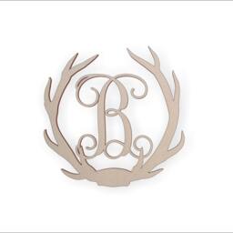Unfinished Wooden Deer Antler Monogram Letter For Wall Decor Or Door Hanger - thumbnail 3
