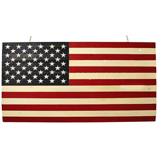 Handmade Wooden American Flag Rustic Usa Wall Decor - 48In X 27In - image 1