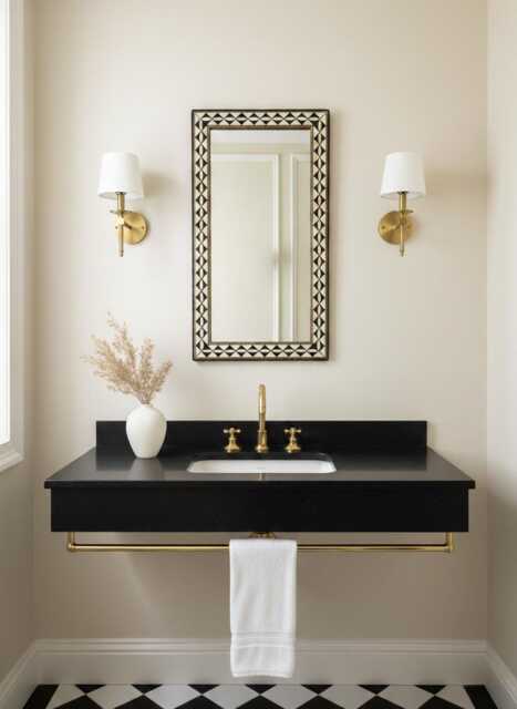 Bathroom Rectangular Mirror - Vanity Cow Bone Inlay - image 1