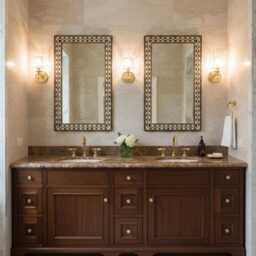 Bathroom Rectangular Mirror - Vanity Cow Bone Inlay - thumbnail 2