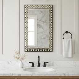 Bathroom Rectangular Mirror - Vanity Cow Bone Inlay - thumbnail 3