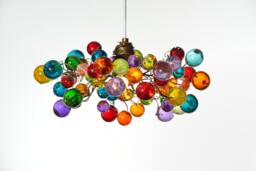 Multicolored Resin Bubbles Chandelier Bronze Metal Lighting