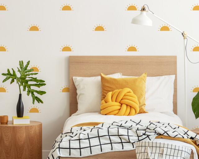 Half Sun Wall Decals - Sunshine Stickers, Boho Nursery, Kids Room Art, Playroom Decor - image 1