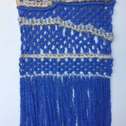 Sand & Sea Beige Blue Handmade Macrame Wall Hanging, Wall Decor, Woven Tapestry, Bohemian Hanging - thumbnail 2