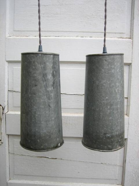 Set Of Two Vintage Syrup Pail Pendants - image 1