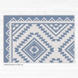 Linoleum Rug, With Printed Blue Kilim Pattern. Art Mat - PVC Carpets, Vinyl Floor Mats - thumbnail 3