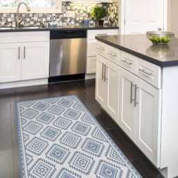 Linoleum Rug, With Printed Blue Kilim Pattern. Art Mat - PVC Carpets, Vinyl Floor Mats - thumbnail 2