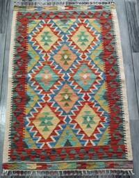 Kilim Rug Classic, Handmade Artisan Afghan Turkish Navajo Geometric Wool 117x80 cm - thumbnail 1