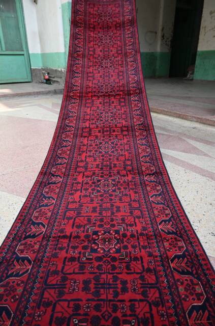 32 Ft Long Runner Rug, Best Quality Turkmen Tribal Hallway Runner, Bukhara Afghan Handmade Veg Dyes Wool, Oriental Runner, 32.0 X 2.9 - image 1
