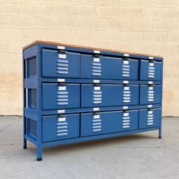 Custom 4 X 3 Locker Basket Unit With Reclaimed Wood Top, Free U.s. Shipping - thumbnail 2