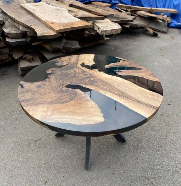 Epoxy Dining Table, Resin Custom 48 - image 1