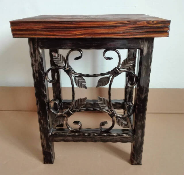 Vintage Wrought Iron Side Chair Stool Stand Rustic Design Handmade Home Furniture - image 1