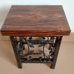 Vintage Wrought Iron Side Chair Stool Stand Rustic Design Handmade Home Furniture - thumbnail 2