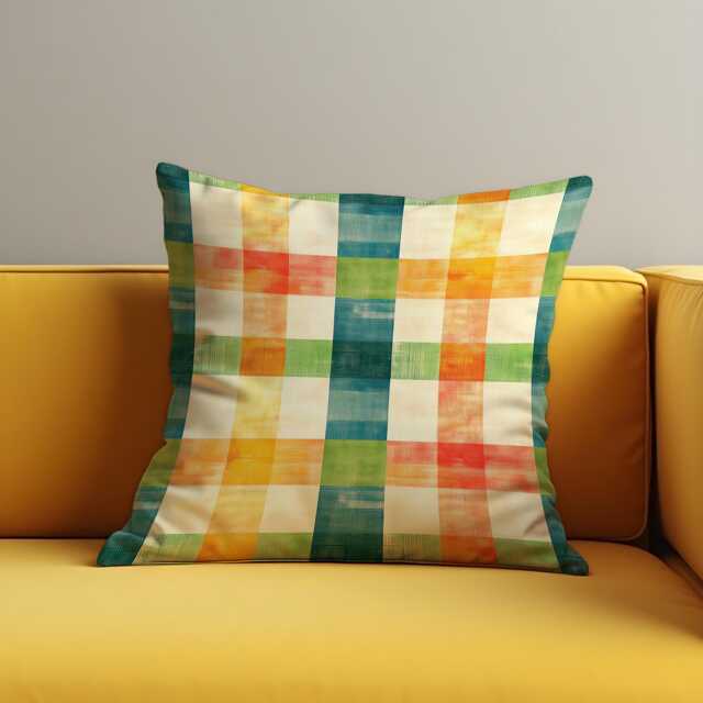 Colorful Plaid Cushion Cover, Vibrant Checkered Pillowcase, Modern Farmhouse Throw Pillow 18x18 - image 1