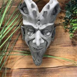 stone Garden Large Gargoyle Gremlin Joker Wall Plaque Hanger Planter Ornament - thumbnail 3