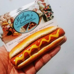 Hot Dog Business Card Holder, Food Truck Decor, Polymer Clay Foodie Gift - thumbnail 2