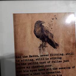 "Oddity Curiosity Goth Gothic Literature Poet Edgar Allan Poe The Raven Inspired ""Nevermore" - thumbnail 3