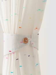 Rainbow Sheer Curtain, Kids Room Nursery Custom Curtain Panel, White Extra Long 1Pc - thumbnail 1