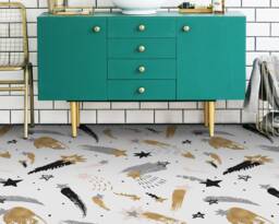 Teen Doodle Artdeco Style Vinyl Flooring, White Baby Shower Ideas, Gray Homecoming Proposal Stars Comfort Pet Friendly - thumbnail 1