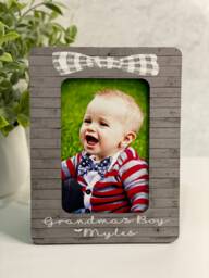 Personalized Grandma's Boy Picture Frame Rustic Wood Decor Custom Grandchild Gift 4x6 Photo Keepsake - thumbnail 1