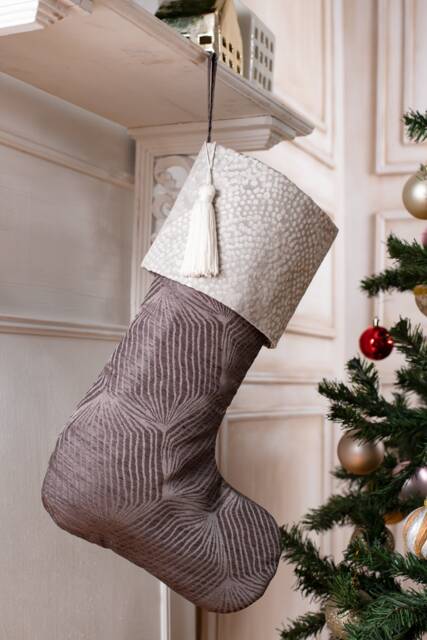 Luxury Damask Christmas Stockings in Shades Of Silver - image 1